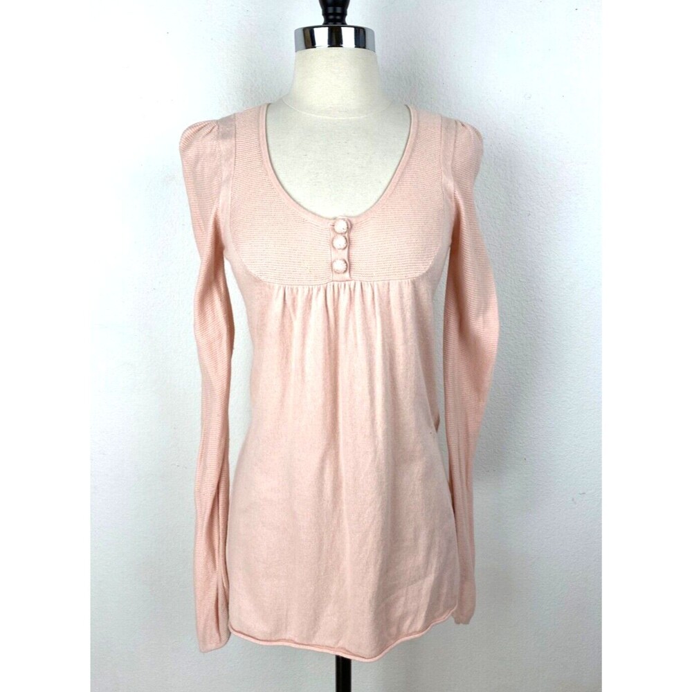Lux Women Pink Knit Sweater Medium Long Sleeve Pullover Scoop Neck Preppy School